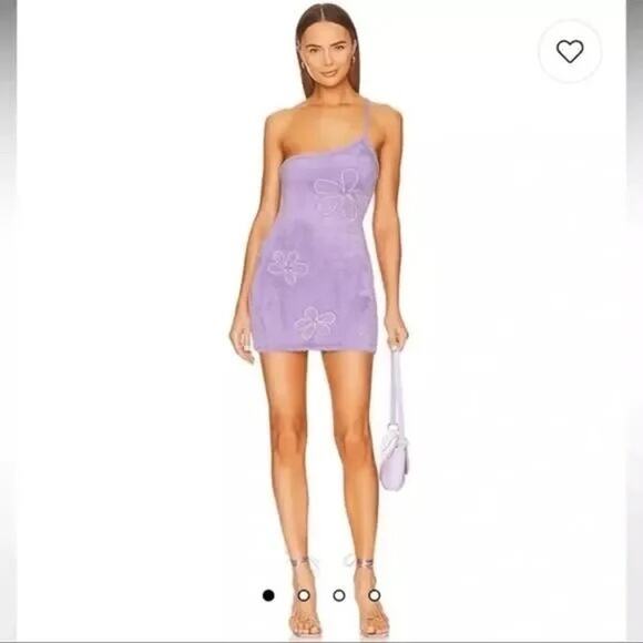 For Love & Lemons Purple Floral Terry Mini Dress- NWT- Sz:L Ret$289